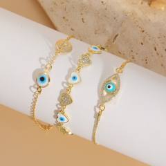 14K vintage evil eye gold plated copper bracelet
