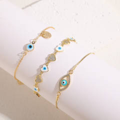 14K vintage evil eye gold plated copper bracelet