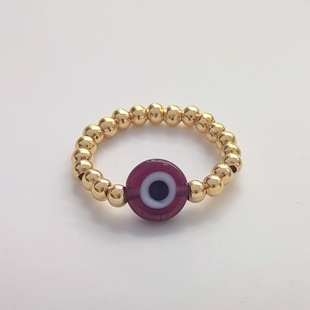 18k gold plated copper bead colorful evil eye finger rings