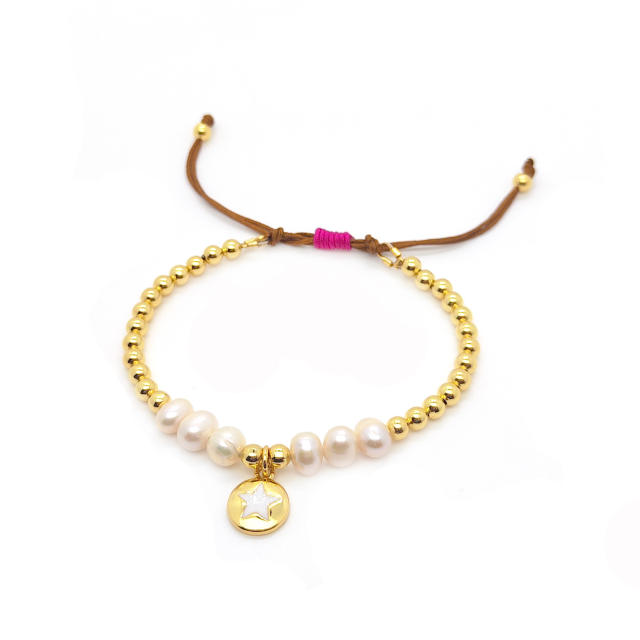 18K gold plated copper bead water pearl bead bracelet