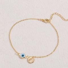 14K vintage evil eye gold plated copper bracelet