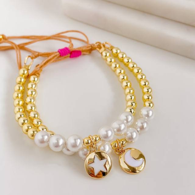 18K gold plated copper bead water pearl bead bracelet