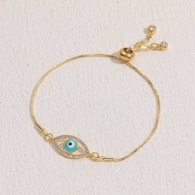 14K vintage evil eye gold plated copper bracelet