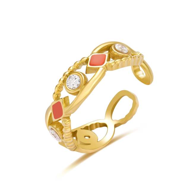 Vintage color enamel stainless steel rings stackable rings