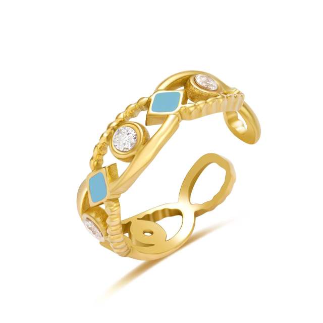 Vintage color enamel stainless steel rings stackable rings