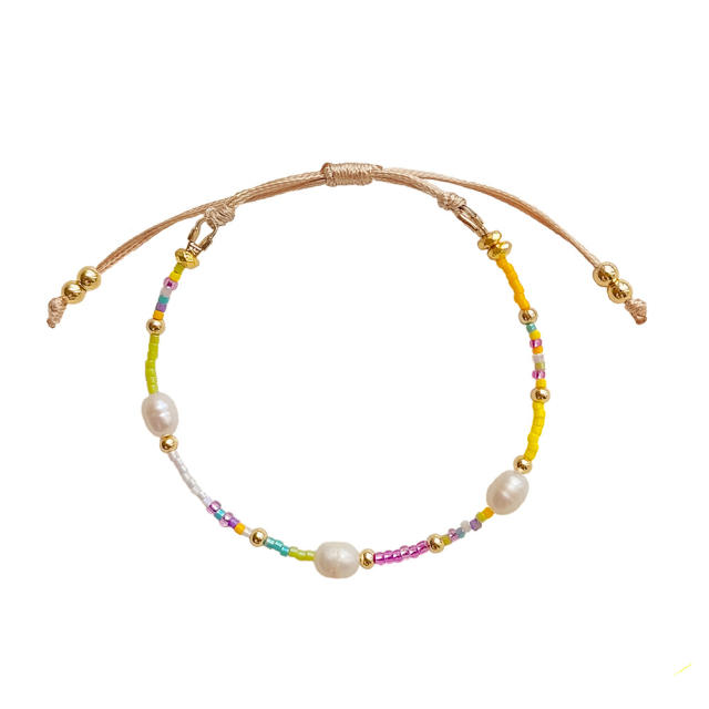 Concise boho miyuki bead water pearl bracelet for women