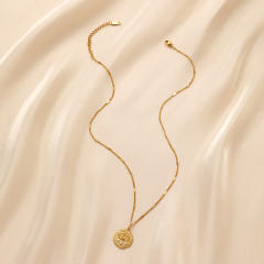 Dainty evil eye stainless steel necklace coin necklace