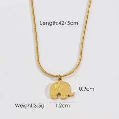 Sweet elephant rabbit pearl pendant stainless steel necklace