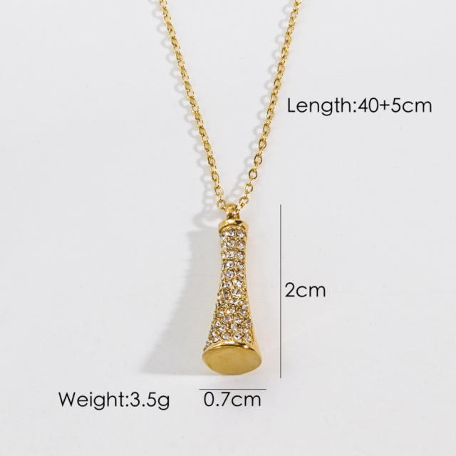 INS Natural stone letter heart pendant stainless steel necklace