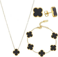Classic hot sale colorful clover stainless steel necklace set