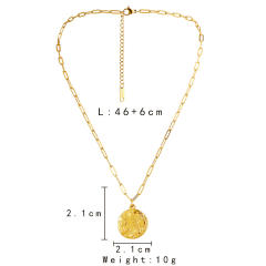 Dainty sun moon round pendant coin necklace stainless steel necklace