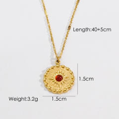 INS Natural stone letter heart pendant stainless steel necklace