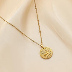 Dainty Easy match zodiac coin pendant stainless steel necklace