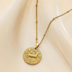 Dainty Easy match zodiac coin pendant stainless steel necklace