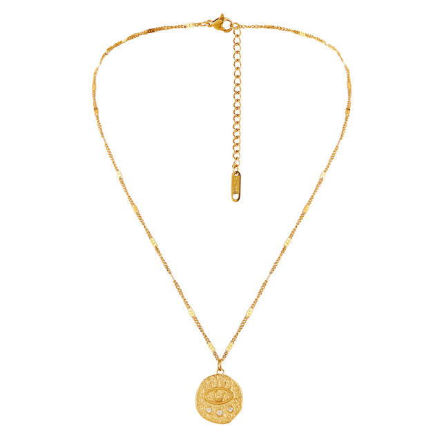 Dainty evil eye stainless steel necklace coin necklace