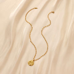 Dainty sun moon round pendant coin necklace stainless steel necklace