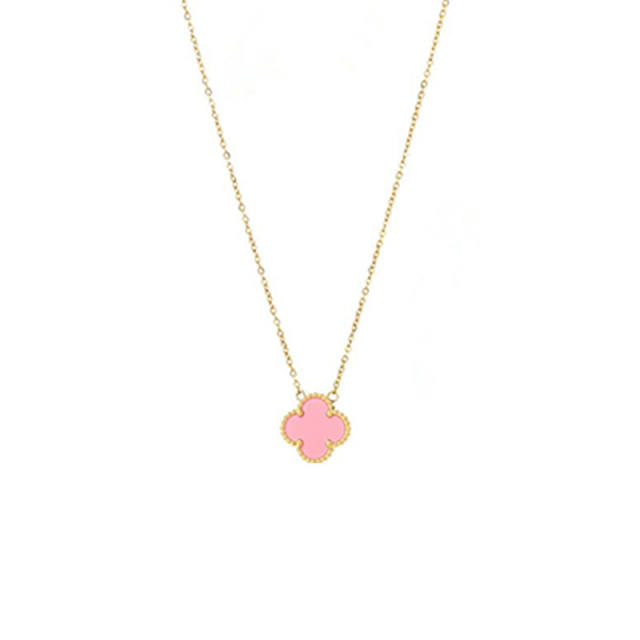 Classic hot sale colorful clover stainless steel necklace set