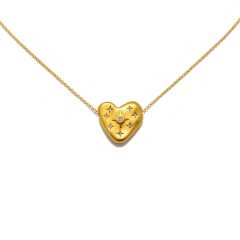 Vintage gold plated evil eye heart coin necklace stainless steel necklace