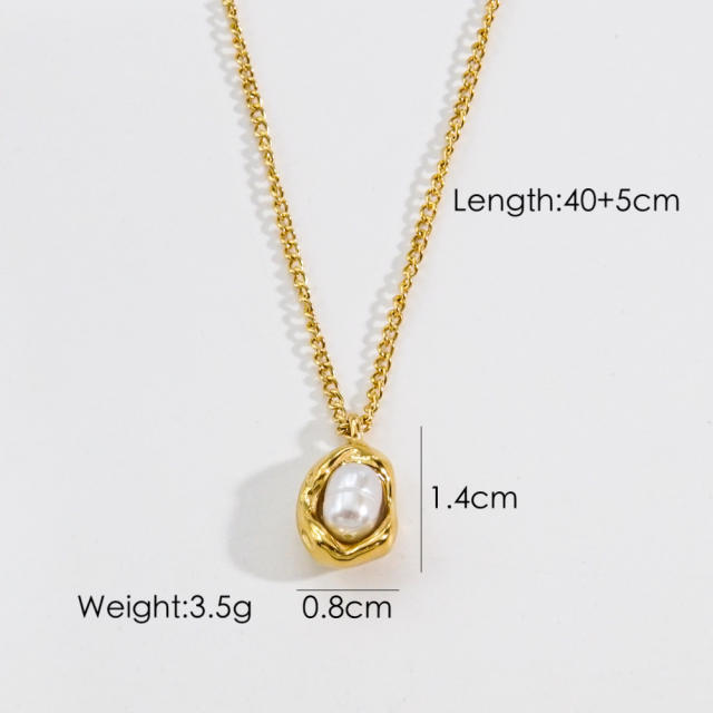 INS Natural stone letter heart pendant stainless steel necklace