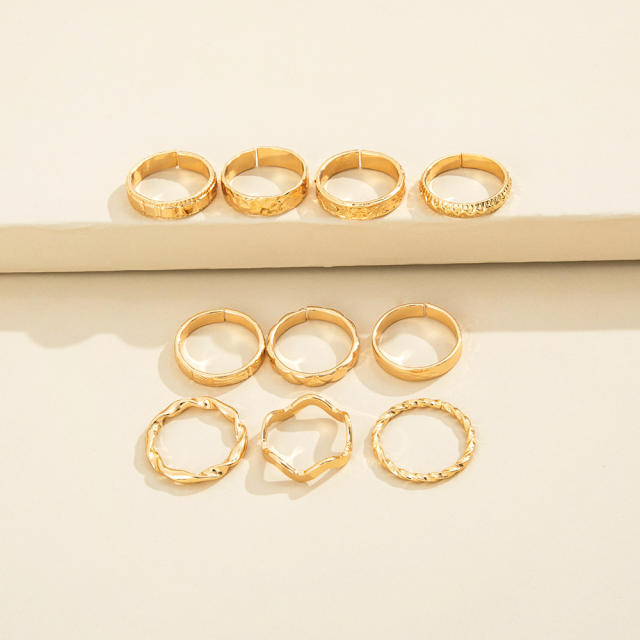 10pcs vintage alloy nail rings set stackable rings