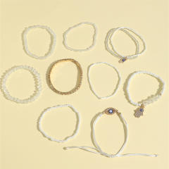 Boho acrylic bead evil eye bracelet set