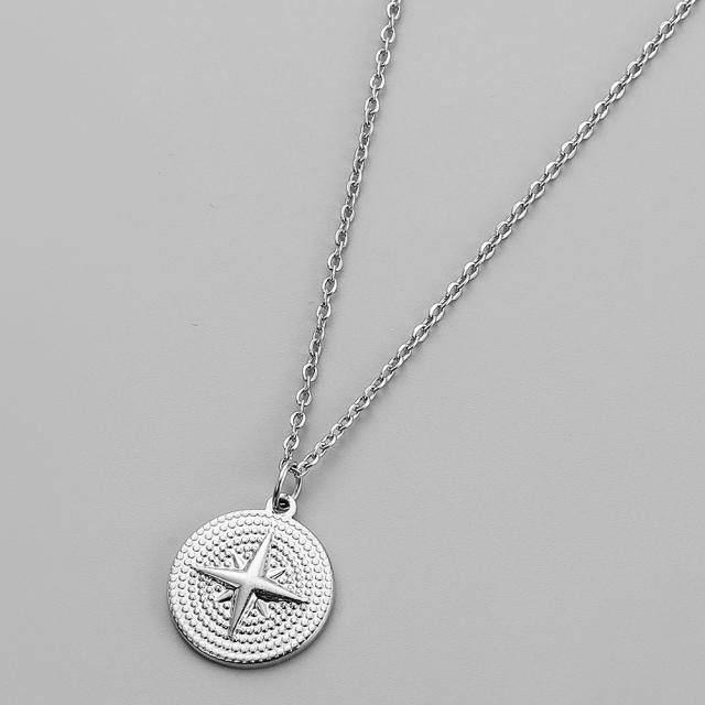 Silver color coin pendant necklace stainless steel necklace for men
