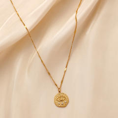 Dainty evil eye stainless steel necklace coin necklace