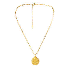 Dainty sun moon round pendant coin necklace stainless steel necklace