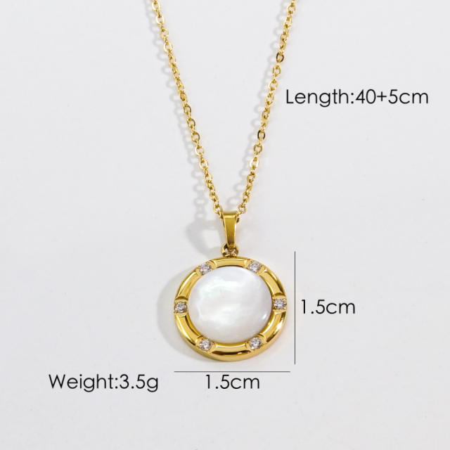 INS Natural stone letter heart pendant stainless steel necklace