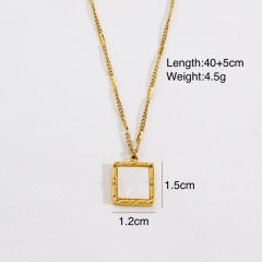 14K enamel moon coin pendant stainless steel necklace