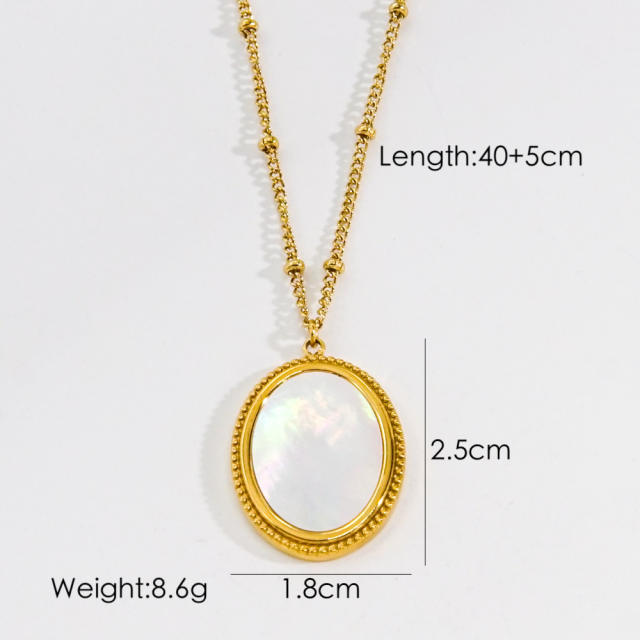 INS easy match dainty moon card coin pendant stainless steel necklace