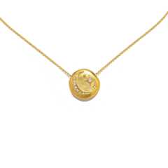 Vintage gold plated evil eye heart coin necklace stainless steel necklace