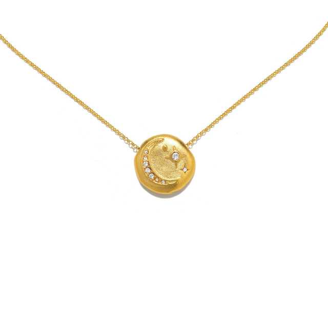 Vintage gold plated evil eye heart coin necklace stainless steel necklace
