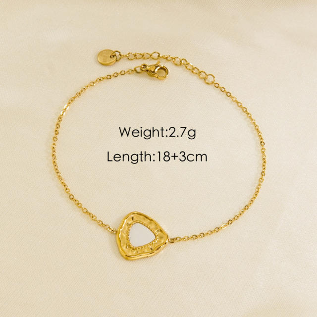 14KG white mother shell series star evil eye heart stainless steel bracelet