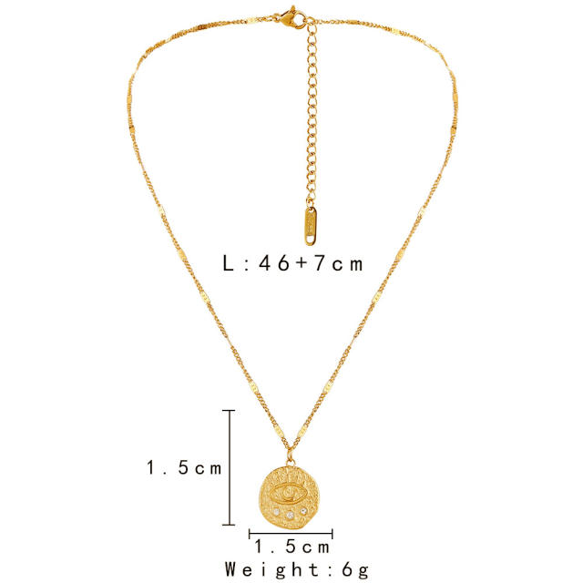 Dainty evil eye stainless steel necklace coin necklace