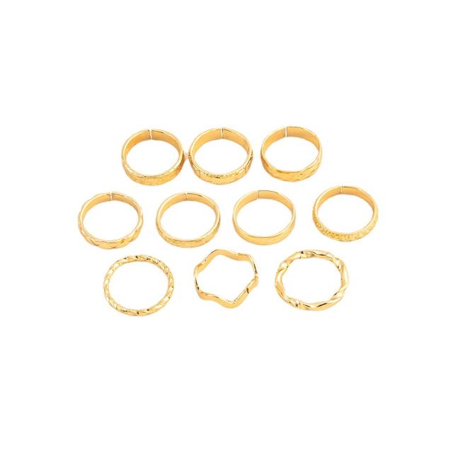 10pcs vintage alloy nail rings set stackable rings