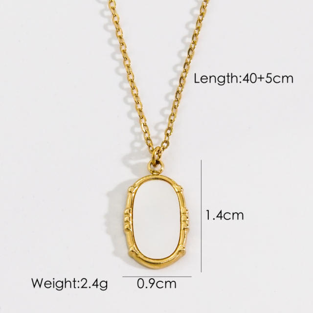 Classic mother shell series coin pendnat stainless steel necklace