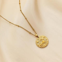 Dainty Easy match zodiac coin pendant stainless steel necklace