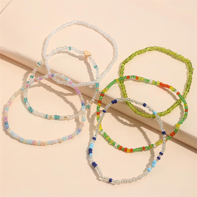 6pcs beach trend bead anklet set