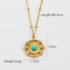 INS easy match dainty moon card coin pendant stainless steel necklace