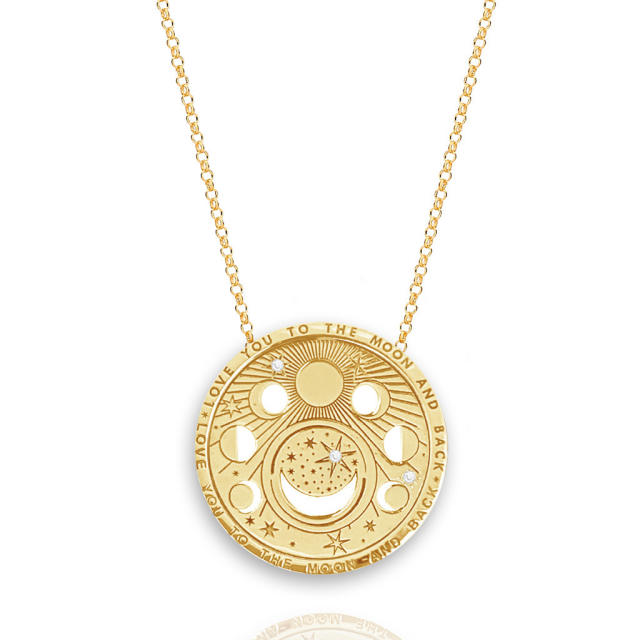 Vintage evil eye sunshine coin necklace stainless steel necklace