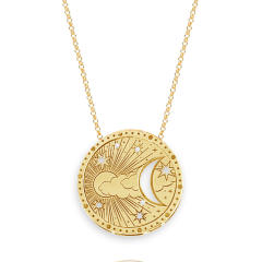 Vintage evil eye sunshine coin necklace stainless steel necklace