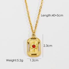 INS easy match dainty moon card coin pendant stainless steel necklace