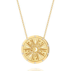 Vintage evil eye sunshine coin necklace stainless steel necklace