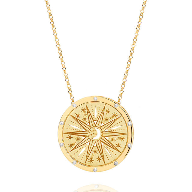 Vintage evil eye sunshine coin necklace stainless steel necklace