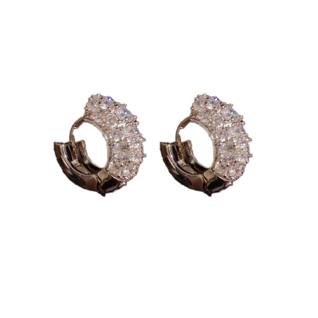 Delicate diamond small hoop earrings copper huggie earrings