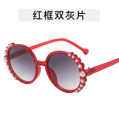 Vintage round shape pearl bead sunglasses for kids