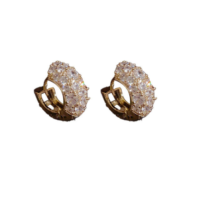 Delicate diamond small hoop earrings copper huggie earrings