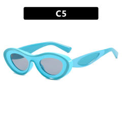 Personality colorful oval shape sunglasses