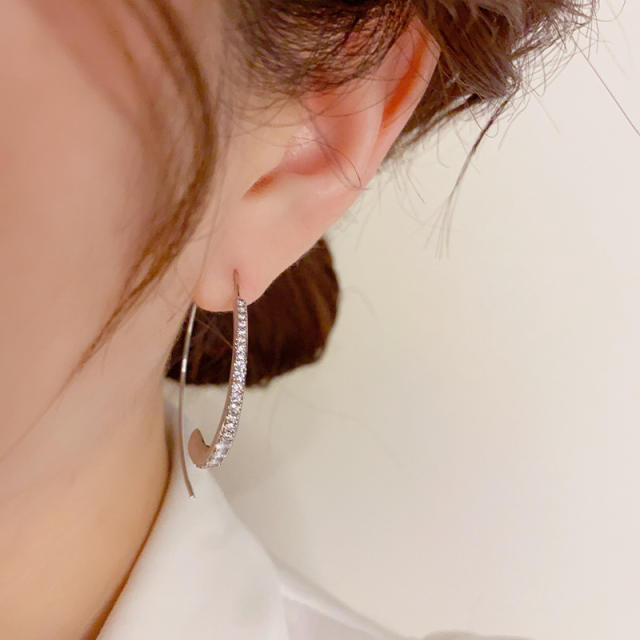 Y2K personality diamond big hoop copper earrings